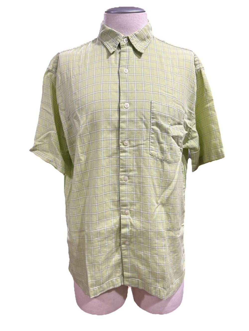 Express Men’s Polo Shirts Plaid Size Large Light  Green